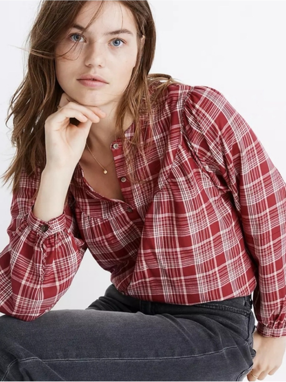 Madewell Balloons Sleeve Peasant Top